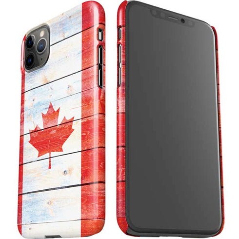 Canada Flag Light Wood iPhone 11 Pro Max Lite Case
